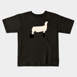 Rustic Yellow Aztec Market Wether Lamb Silhouette 2 - NOT FOR RESALE WITHOUT PERMISSION Kids T-Shirt